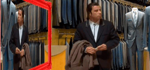 Траволта выбрал костюм, но продавец куда-то ушел