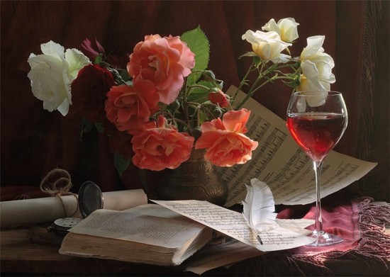 розы книга бокал ноты