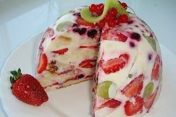 28-Сметанный тортик с фруктами без выпечки
