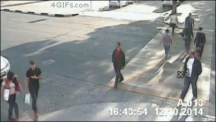Pulls-bike-close-call-car-lucky-crosswalk