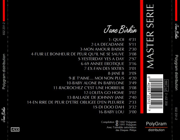 Jane Birkin VOL 1 back