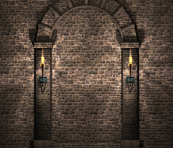 стена кирпич с факелами