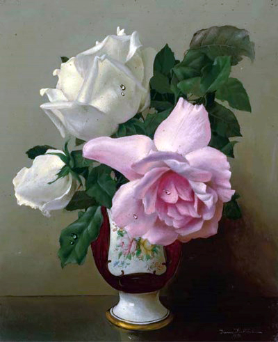 Roses in a ceramic vase