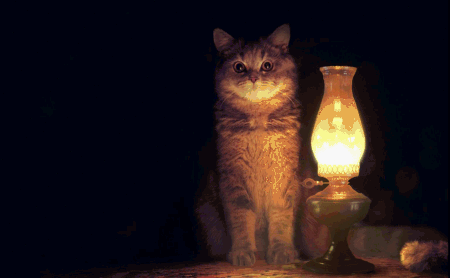 Кот с лампой