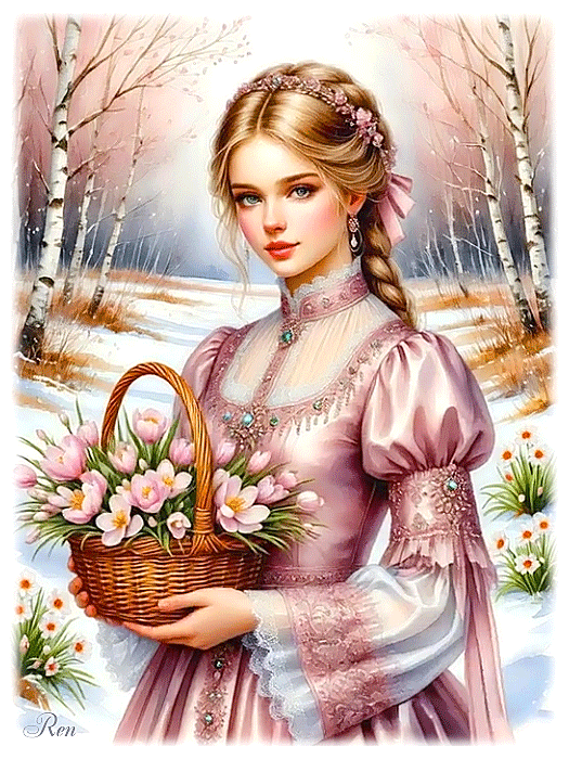 Девушка с крокусами