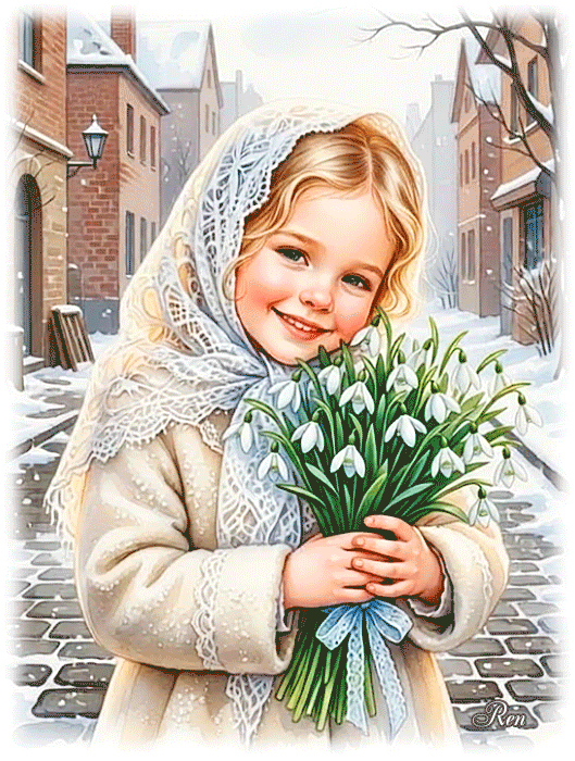 Девочка с подснежниками