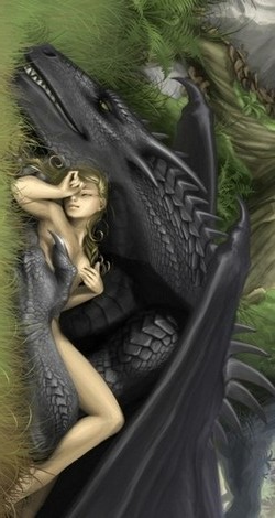 дракон из замка с девушкой