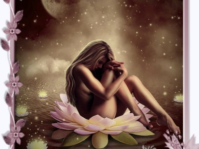 Девушка и лотосы