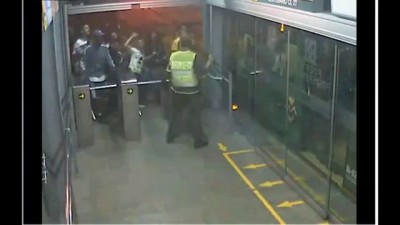 Полисмен против футбольных фанатов