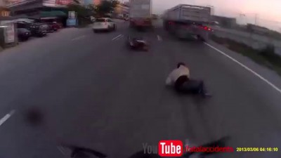 Unbelievably lucky scooter rider