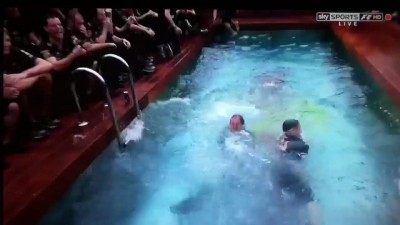 Mark Webber at pool Monaco 2012