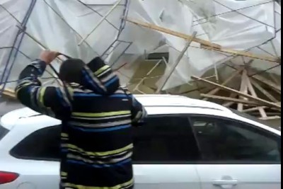 Обвал строительных лесов в г.Пятигорске 12.03.2014