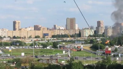 Взрыв и пожар газели на МКАД 13.07.2013