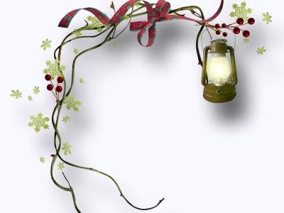 Ветка с фонариком и часиками