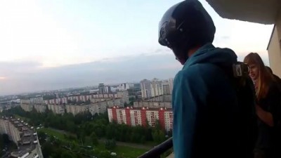 Crazy jump. Ropejumping 22 floor. Сумасшедший прыжок с веревкой.