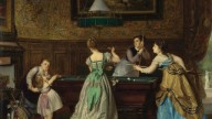 1869_Дамы, играющие в бильярд (Ladies Playing Billiards)_52 х 64.7_д.,м._Ча