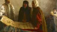 Лебедев . Боярыня рассматривает рисунок для вышивки 190