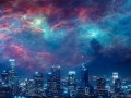 City-night-skyscrapers-lights-sky-galaxy-creative-picture_3840x1200