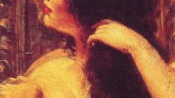 James Carroll Beckwith. Brunette combing her hair
